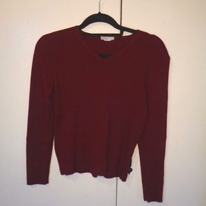 J.Crew Red Wine Classic Preppy  V-Neck Merino Wool